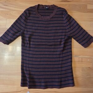 Uniqlo Wool Striped Ribbed Knit Top